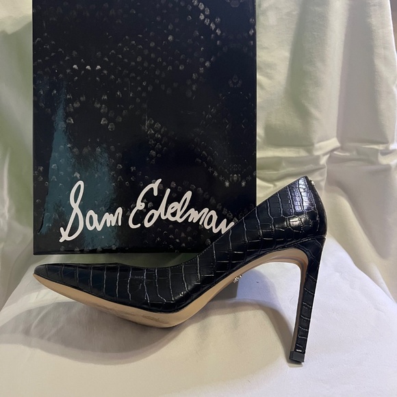Sam Edelman Black Croc Print Heels. Worn Once. With Box. Size 10 - Picture 4 of 7
